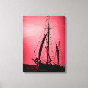 Sailing Aruba Dusk Deep Red Haze (Portrait) Canvas Print