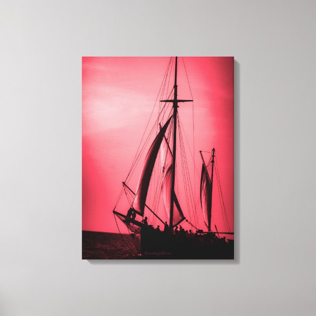 Sailing Aruba Dusk Deep Red Haze (Portrait) Canvas Print (Front)