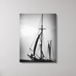 Sailing Aruba in Black and White (portrait) Canvas Print