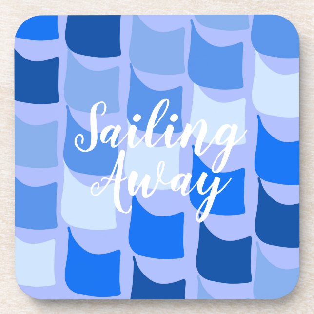 Sailing Away Blue Flags   Coaster (Front)