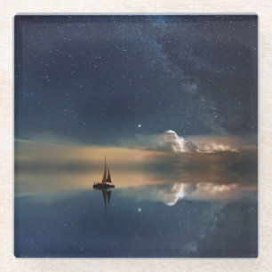 Sailing Away to the Clouds  Glass Coaster