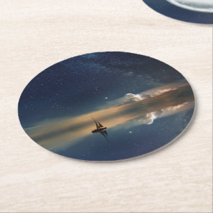 Sailing Away to the Clouds Round Paper Coaster