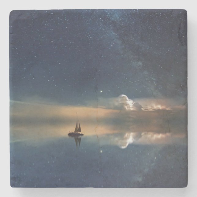 Sailing Away to the Clouds  Stone Coaster (Front)