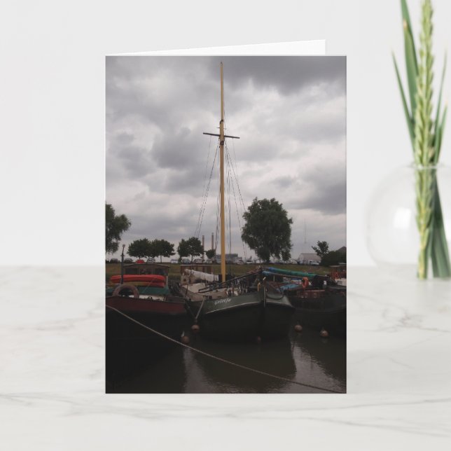 Sailing Barge On A Gray Day Card (Front)