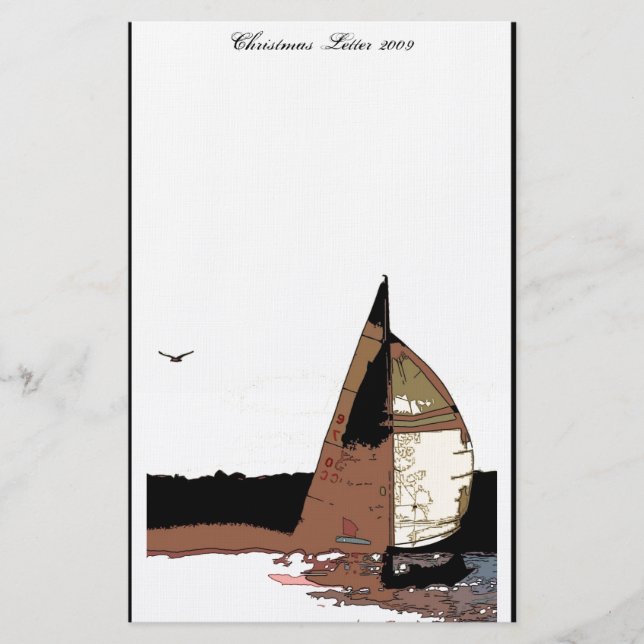 Sailing Beach Christmas Letter 2009 Stationery (Front)