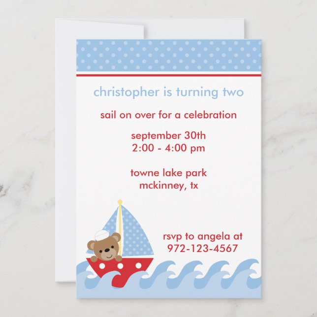 Sailing Bear Invitation (Front)