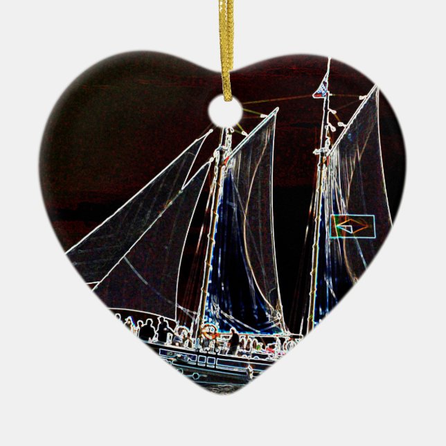 Sailing Boat- Abstract Photograph Ceramic Tree Decoration (Front)