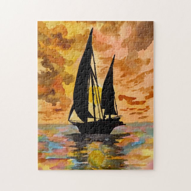 Sailing Boat and Ocean Sunset Jigsaw Puzzle (Vertical)