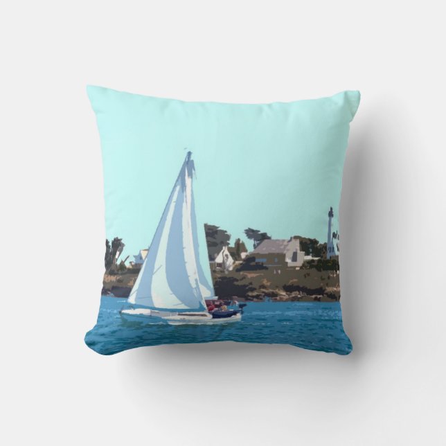 Sailing Boat At Sea Cushion (Front)