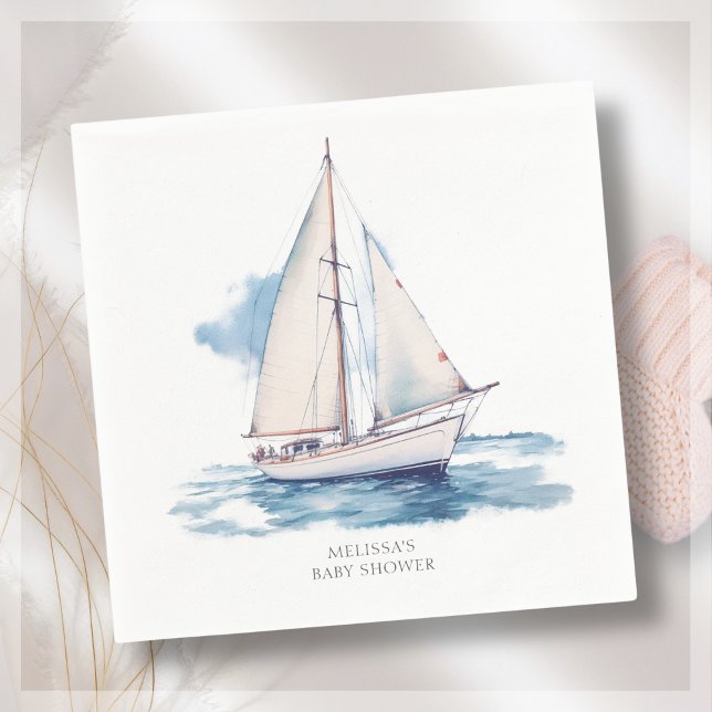 Sailing Boat Baby Shower  Napkin (Creator Uploaded)