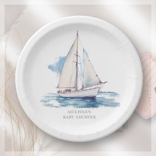 Sailing Boat Baby Shower  Paper Plate