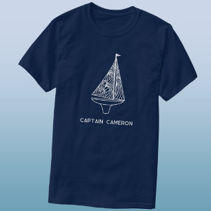 Sailing Boat Captain Name Nautical  T-Shirt