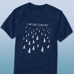 Sailing Boat Captain Personalised T-Shirt<br><div class="desc">Sail boats racing on a sparkling sea.  A fun nautical design for anyone who enjoys sailing.  Original art by Nic Squirrell.  Change the name to customise.</div>