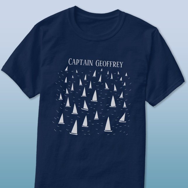 Sailing Boat Captain Personalised T-Shirt (Sailing boat personalized Captain name t-shirt for sailors)