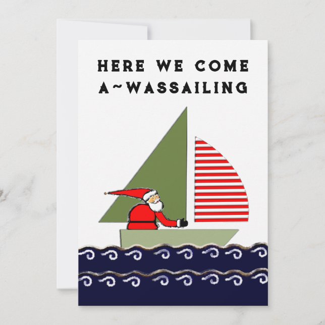 Sailing Boat Christmas Holiday Card (Front)