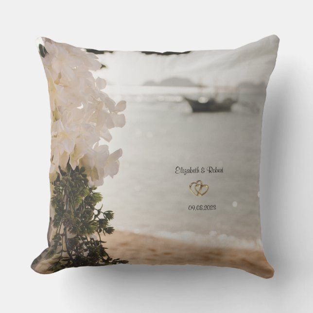 Sailing Boat Flowers Beach Cushion (Front)