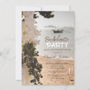 Sailing Boat Flowers Beach Glass Bachelorette   Invitation