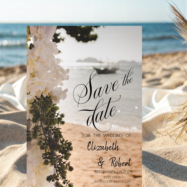 Sailing Boat Flowers Beach Save The Date (Creator Uploaded)
