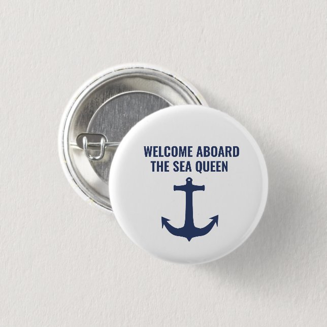 Sailing Boat Gift Welcome Aboard Nautical Anchor 3 Cm Round Badge (Front & Back)