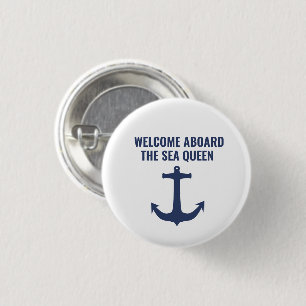 Sailing Boat Gift Welcome Aboard Nautical Anchor 3 Cm Round Badge