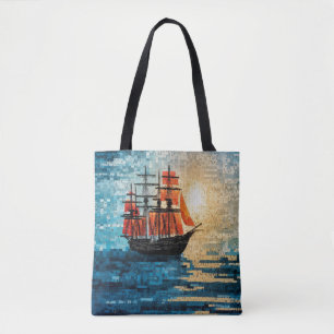 Sailing Boat Marine Art Decor Paint Tote Bag