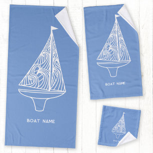 Sailing Boat Name Nautical  Bath Towel Set
