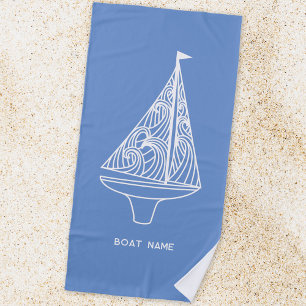 Sailing Boat Name Nautical  Beach Towel
