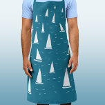 Sailing Boat Nautical Apron<br><div class="desc">Sail boats racing on a sparkling teal green sea.  A fun nautical design for anyone who enjoys sailing.  Original art by Nic Squirrell.</div>