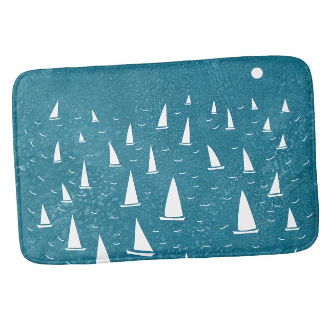 Sailing Boat Nautical Bath Mat (Sailing boat yacht regatta nautical bath mat)