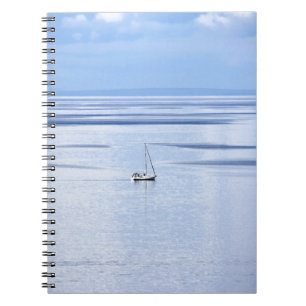Sailing boat on sea, Nautical, blue water sky Spiral Notebook