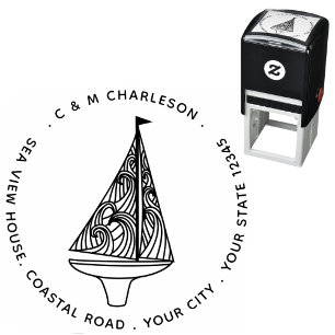 Sailing Boat Personalised Address Self-inking Stamp