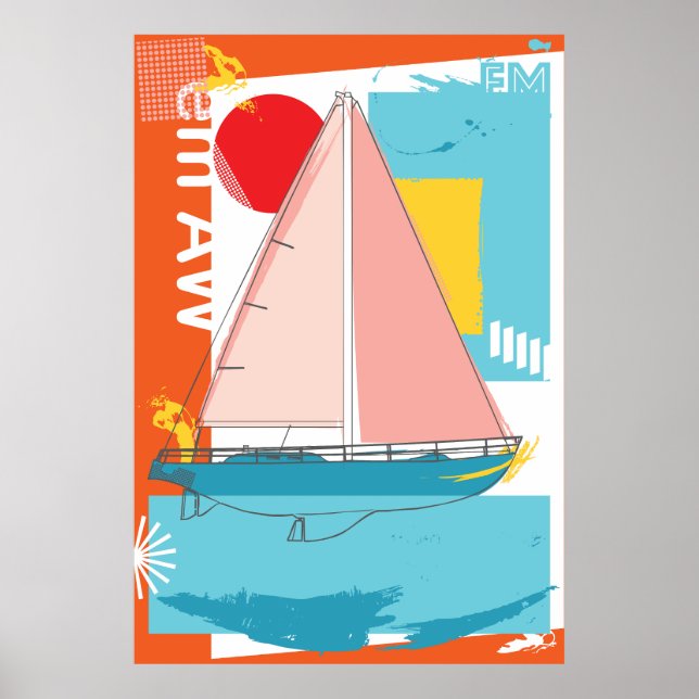 Sailing boat pink poster (Front)