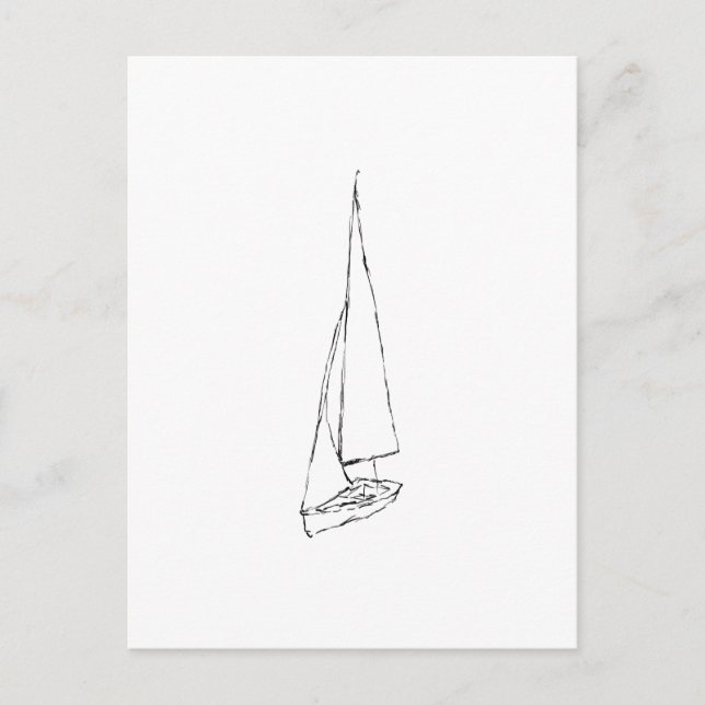 Sailing boat. Sketch in Black and White. Postcard (Front)