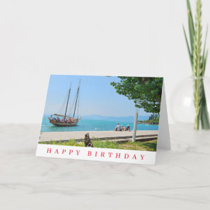 Sailing boat view birthday card
