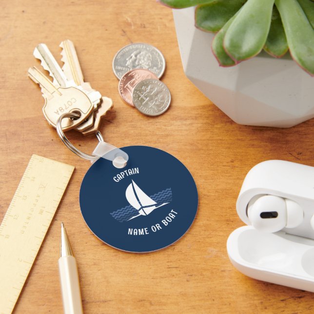 Sailing Boat with customisable Text Key Ring (Desk)