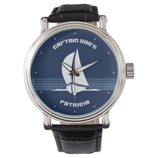 Sailing Boat with customisable Text Watch (Front)