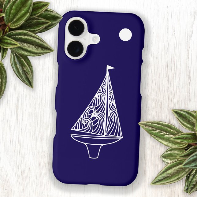 Sailing Boat Yacht Navy Blue (Sailing Boat yacht nautical coastal or lake sailboat phone case for sailors and adventure lovers)