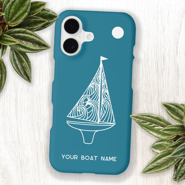 Sailing Boat Yacht Personalized Boat Name (Personalized boat name sailing yacht or sailboat art custom phone case)