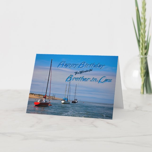 Sailing boats at anchor birthday Brother-in-Law Card (Front)