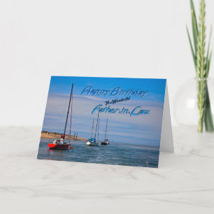 Sailing boats at anchor birthday for father-in-law card