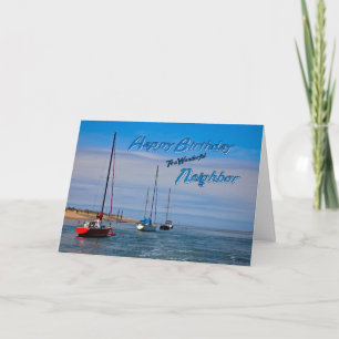 Sailing boats at anchor birthday for neighbour card