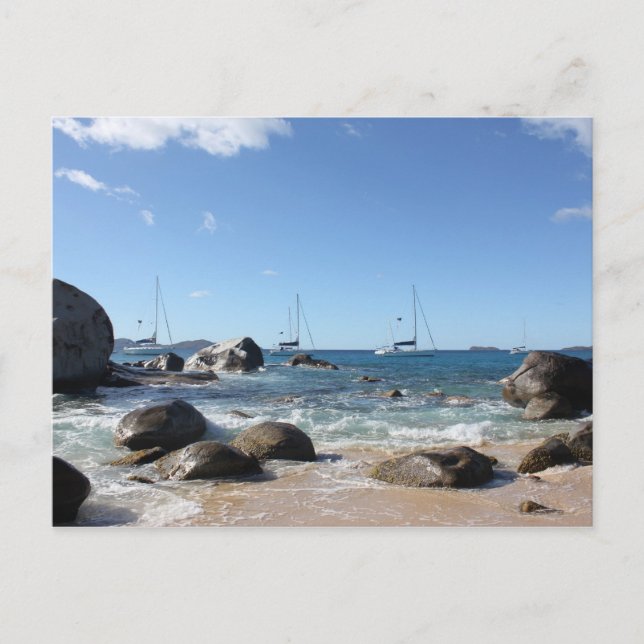 Sailing Boats at the Baths, BVI Postcard (Front)
