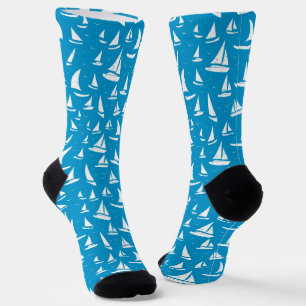Sailing Boats Blue And White Sailor Boating Socks