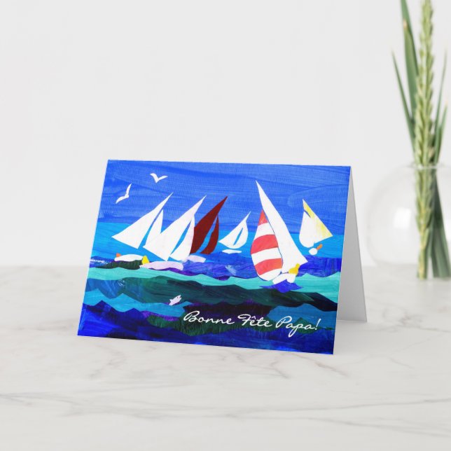 Sailing Boats Father's Day Card - French Greeting (Front)