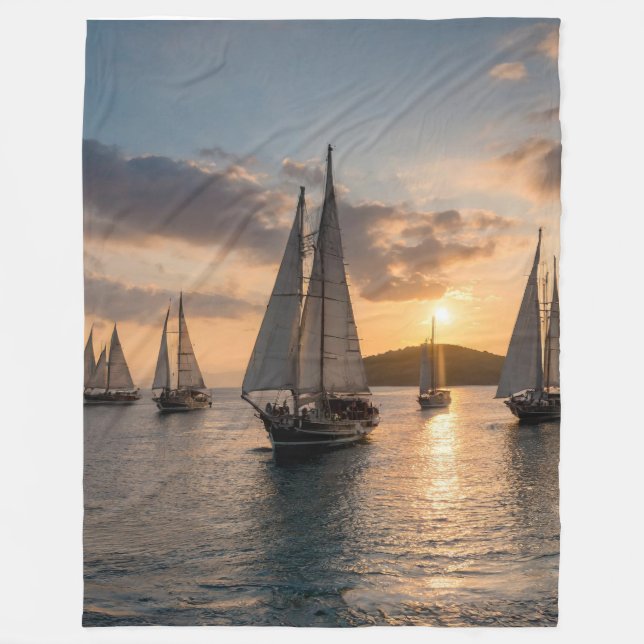 Sailing Boats Fleece Blanket (Front)