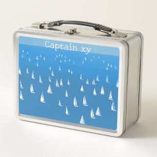 Sailing Boats in deep blue Sea - Regatta Custom Metal Lunch Box