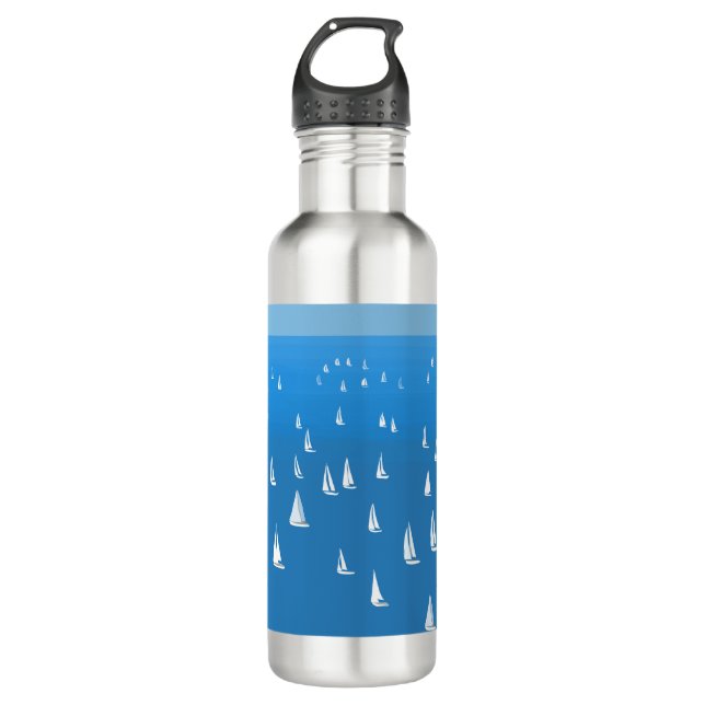 Sailing Boats in deep blue Sea - Regatta Sailboats 710 Ml Water Bottle (Front)