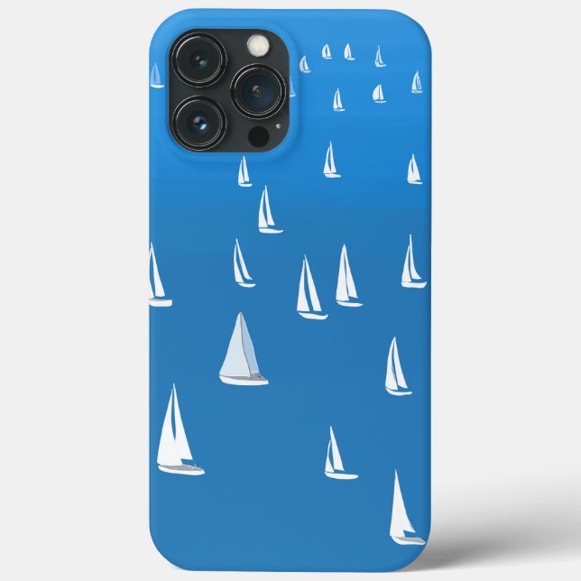Sailing Boats in deep blue Sea - Regatta Sailboats Case-Mate iPhone Case (Back)