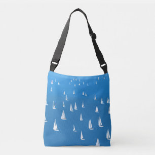 Sailing Boats in deep blue Sea - Regatta Sailboats Crossbody Bag