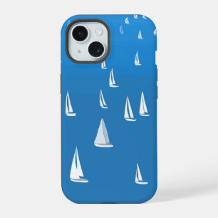 Sailing Boats in deep blue Sea - Regatta Sailboats iPhone 15 Case